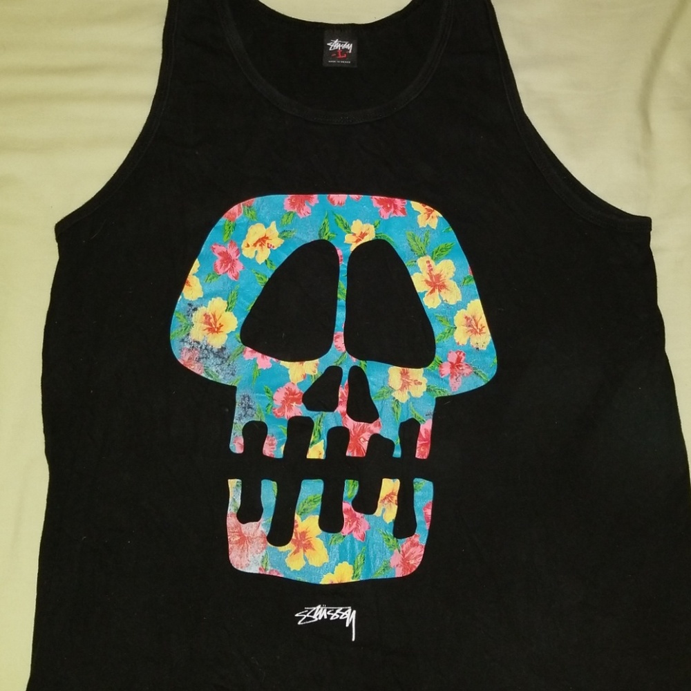 COPY - STUSSY Tropical floral skull tank top